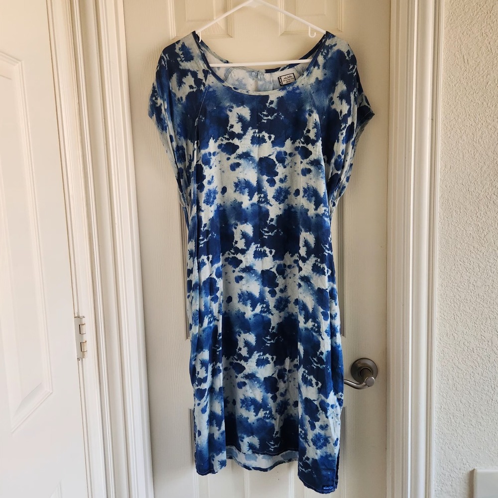Kavu Size Large Blue Viscose Festival Outdoors Pockets Tie Dye‎ Somerton Dress